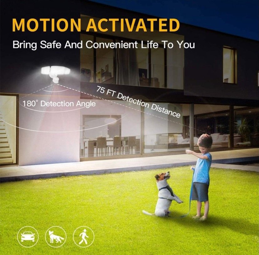 Solar LED Security Light with 3 Adjustable Heads & Motion Sensor – Outdoor Waterproof Wall Light with Separate Solar Panel - Image 3