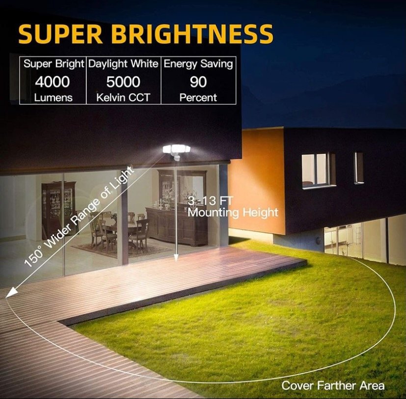 Solar LED Security Light with 3 Adjustable Heads & Motion Sensor – Outdoor Waterproof Wall Light with Separate Solar Panel - Image 4