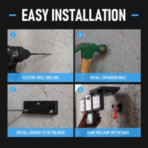 Solar Motion Sensor LED Security Light – Easy Installation, 3 Adjustable Heads, IP65 Waterproof Outdoor Wall Light for Garden, Garage & Yard