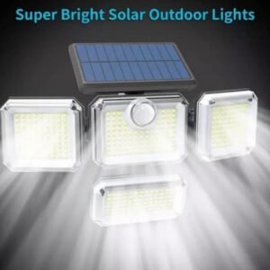 Super Bright Solar Outdoor Security Light with Motion Sensor, 4-Head Adjustable LED Waterproof Wall Light