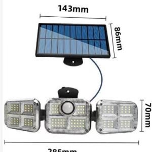 Solar LED Security Light with 3 Adjustable Heads & Motion Sensor – Outdoor Waterproof Wall Light with Separate Solar Panel